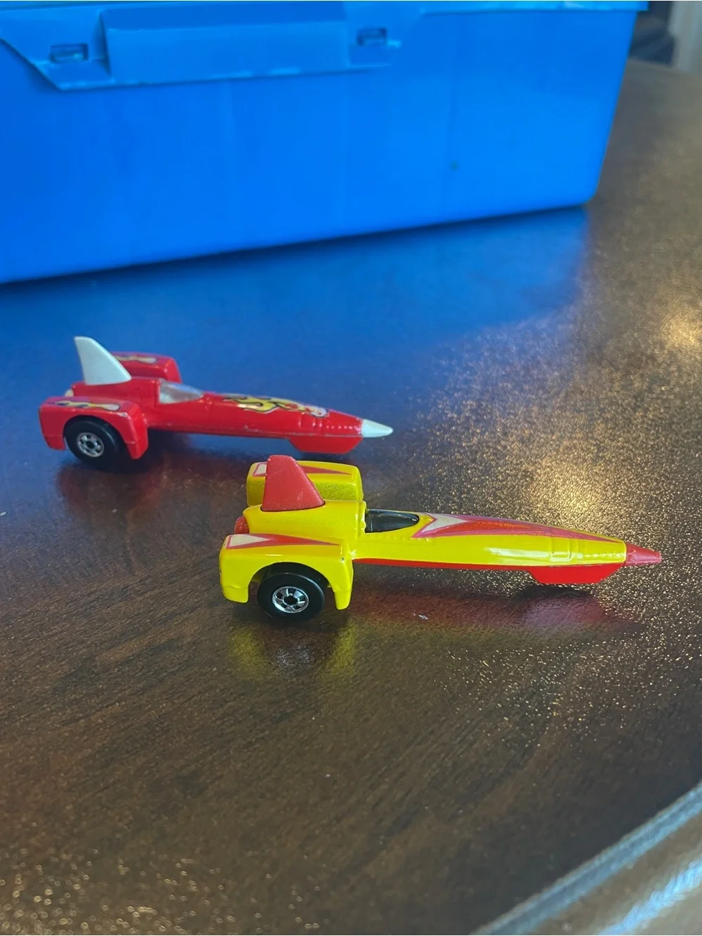 2 Vintage Hot Wheels Land Speed Jet Rocket Cars 1979, RedFlames- X8 yellow/red